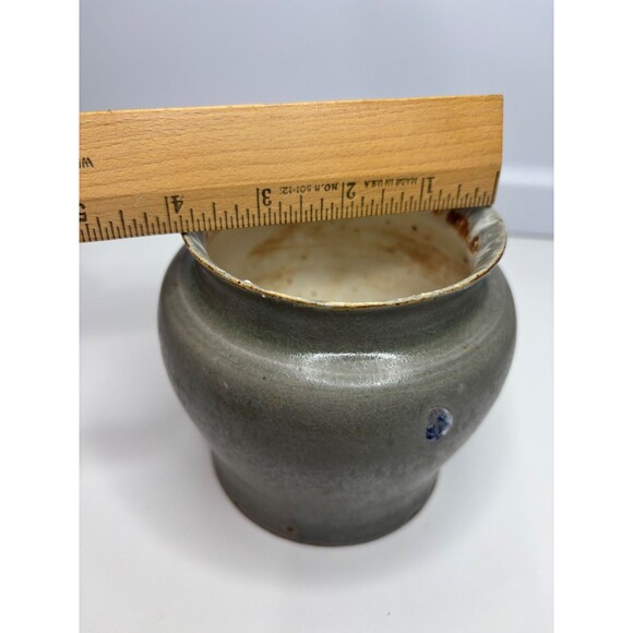 Vintage Celadon Green Studio Art Pottery Vase planter Signed W